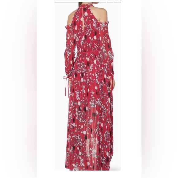 NWT Self-Portrait Red Floral Cold Shoulder Maxi Dress Hi-Low $784 Romantic Small - Picture 5 of 8